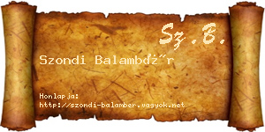 Szondi Balambér névjegykártya